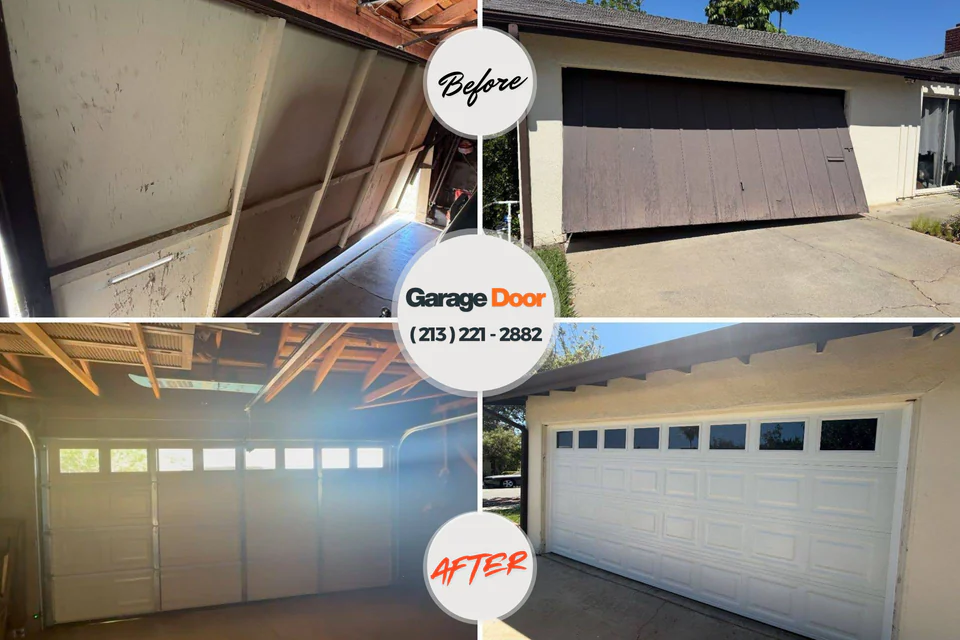 Before and after: garage door repair Charleston, MS